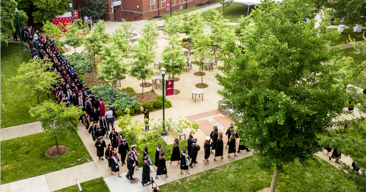 graduating seniors walking