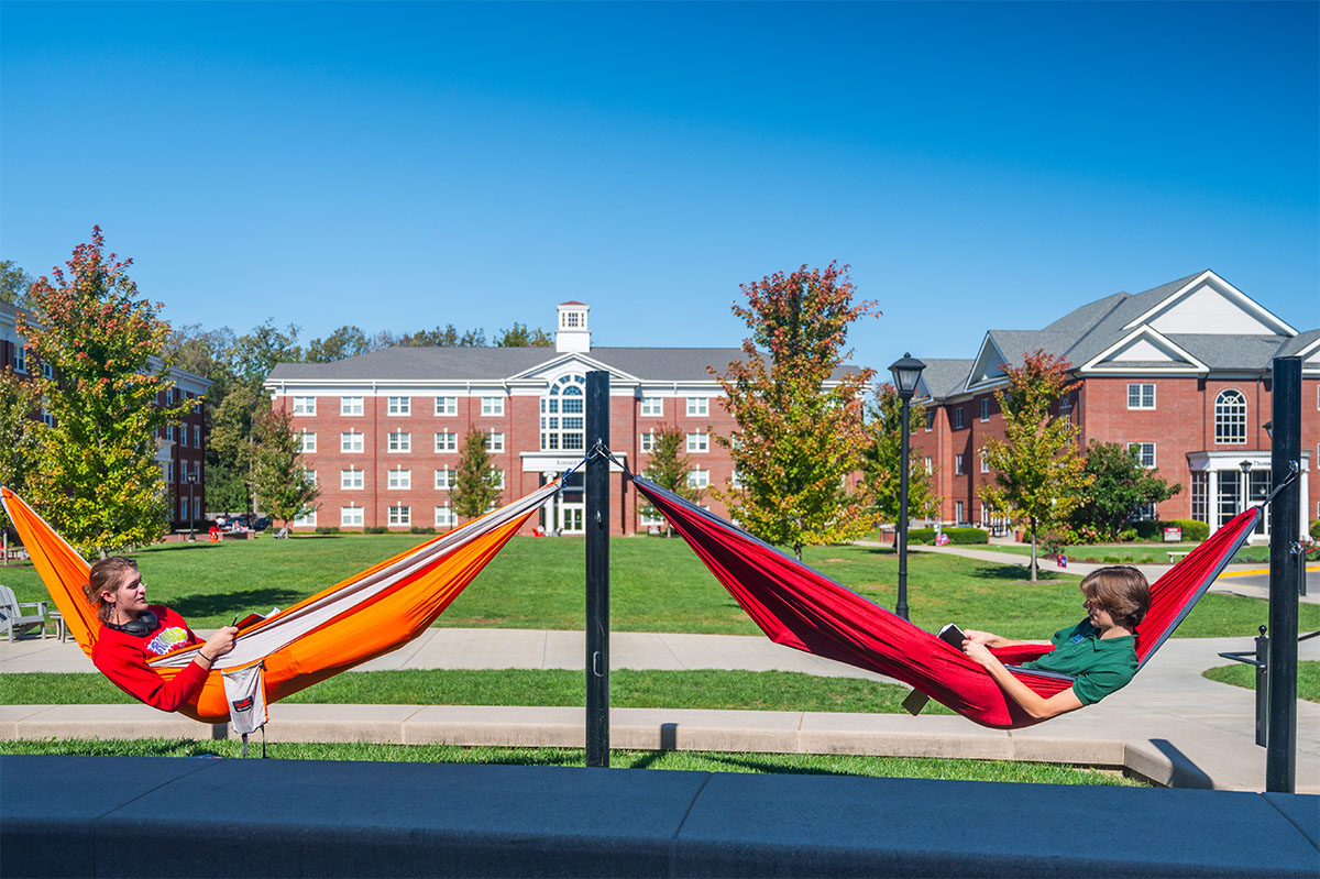 students in hammocks