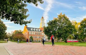 students walking on a campus