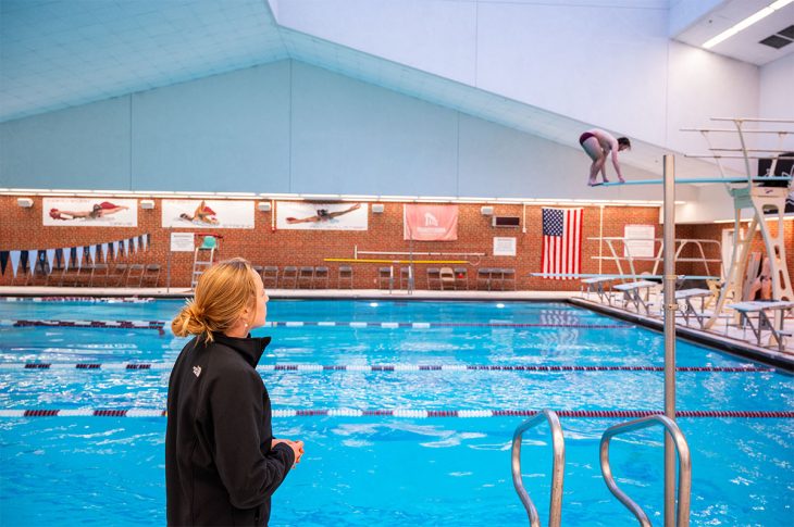 dive coach watching a diver