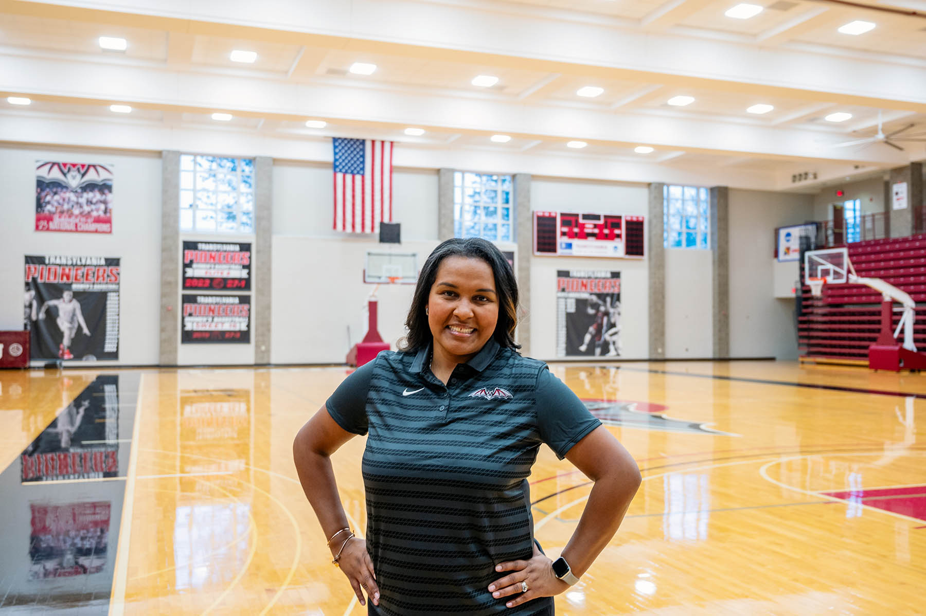 Head STUNT coach Tora Carter in the Transylvania gym.