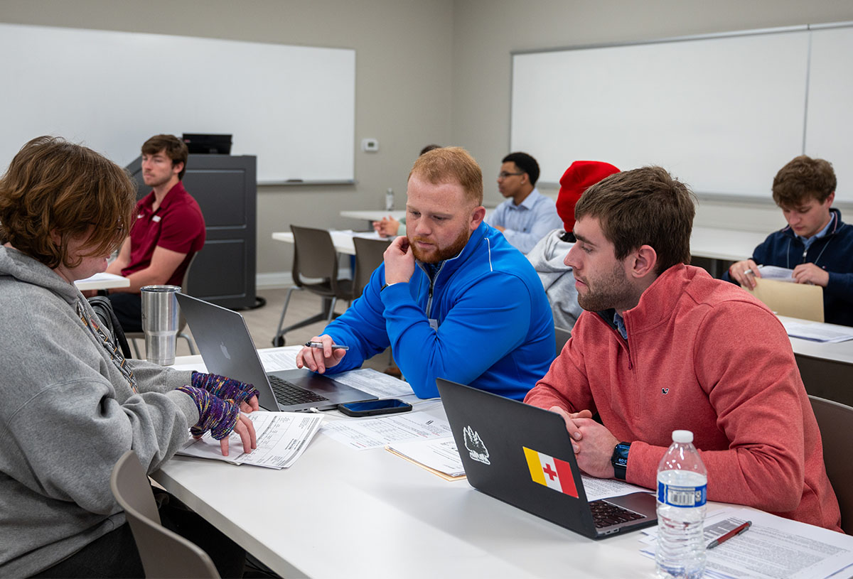 students preparing taxes